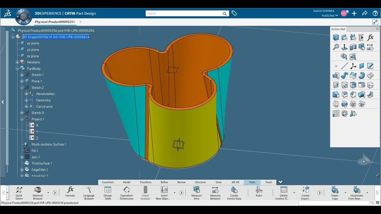 Use 3DExperience to create a mechanical part 3 Surface and Part Design