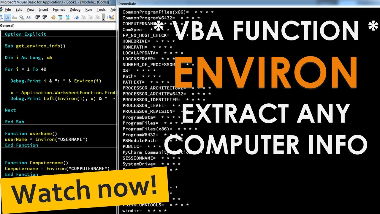 How to get any computer information like Computer Name, User Name, OS, APPData using VBA