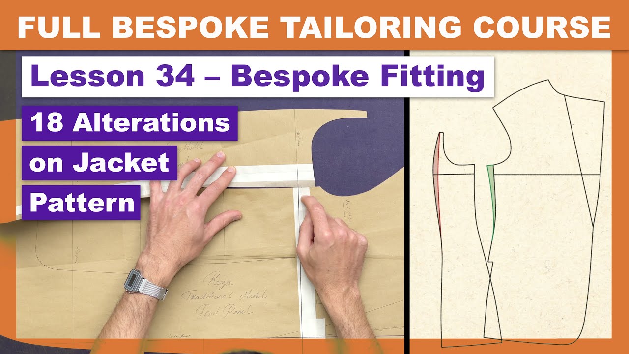 L34: Part 2 / How to Make 18 Alterations on a Bespoke Jacket Pattern | Online Coat Making Course