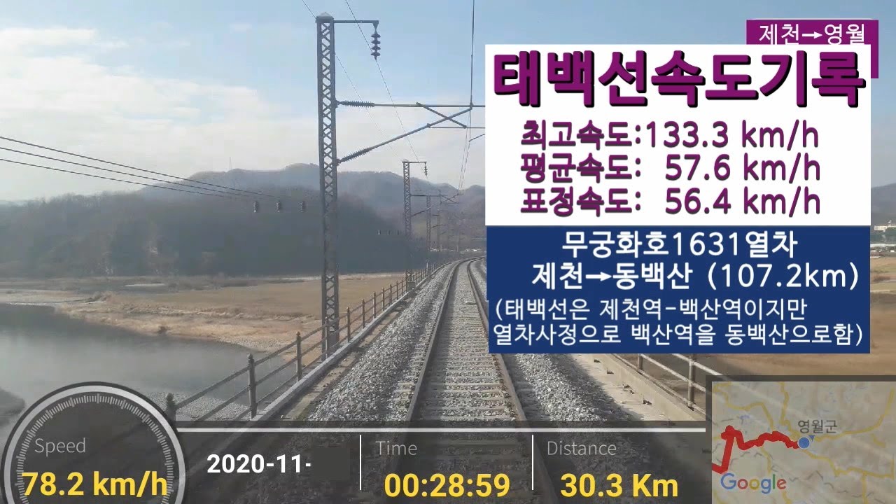 [후부,속도계] 태백선(2020.11)  / 제천역에서 동백산역