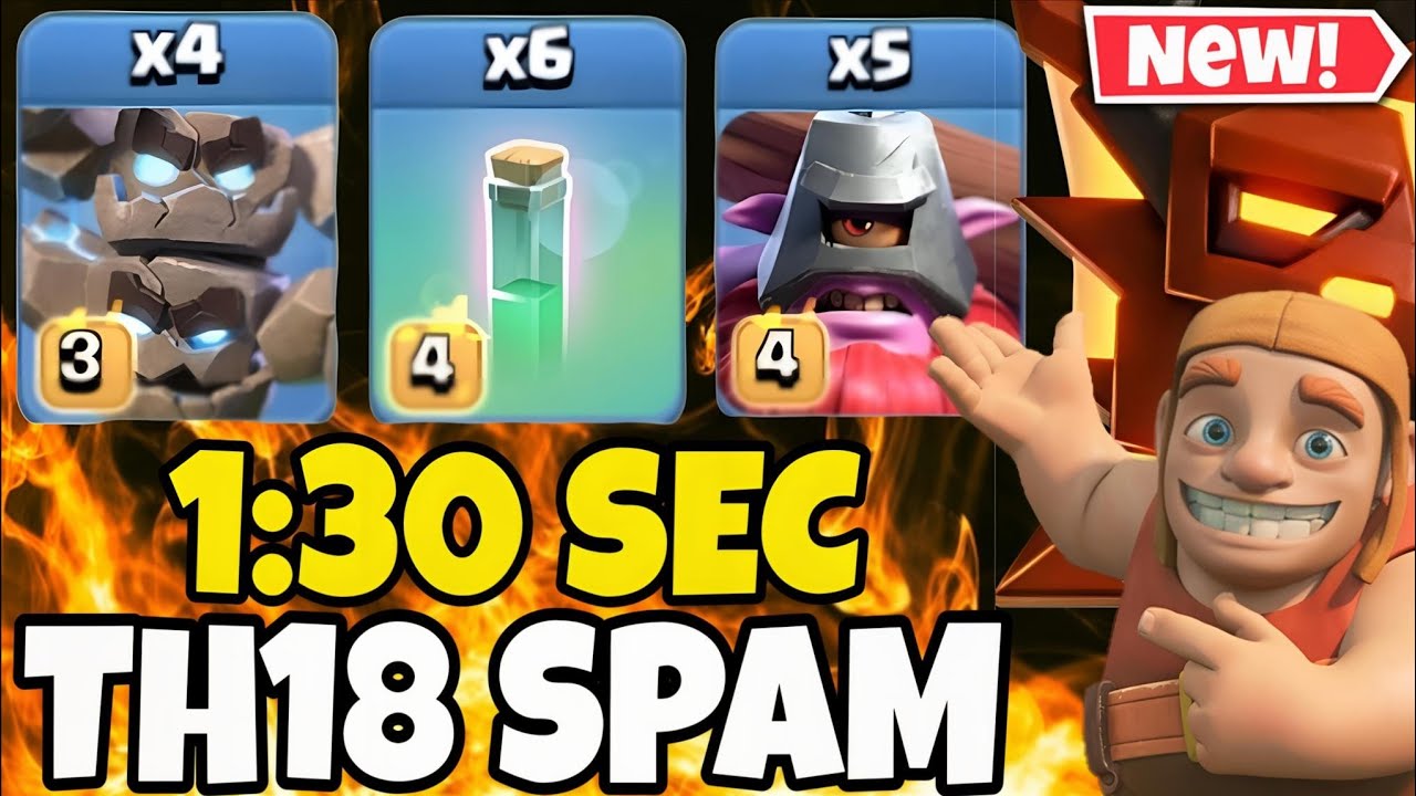 METEOR GOLEM + THROWER with Rc Charge attack Strategy Is Insane | Th18 Totem Spell attack Strategy!!