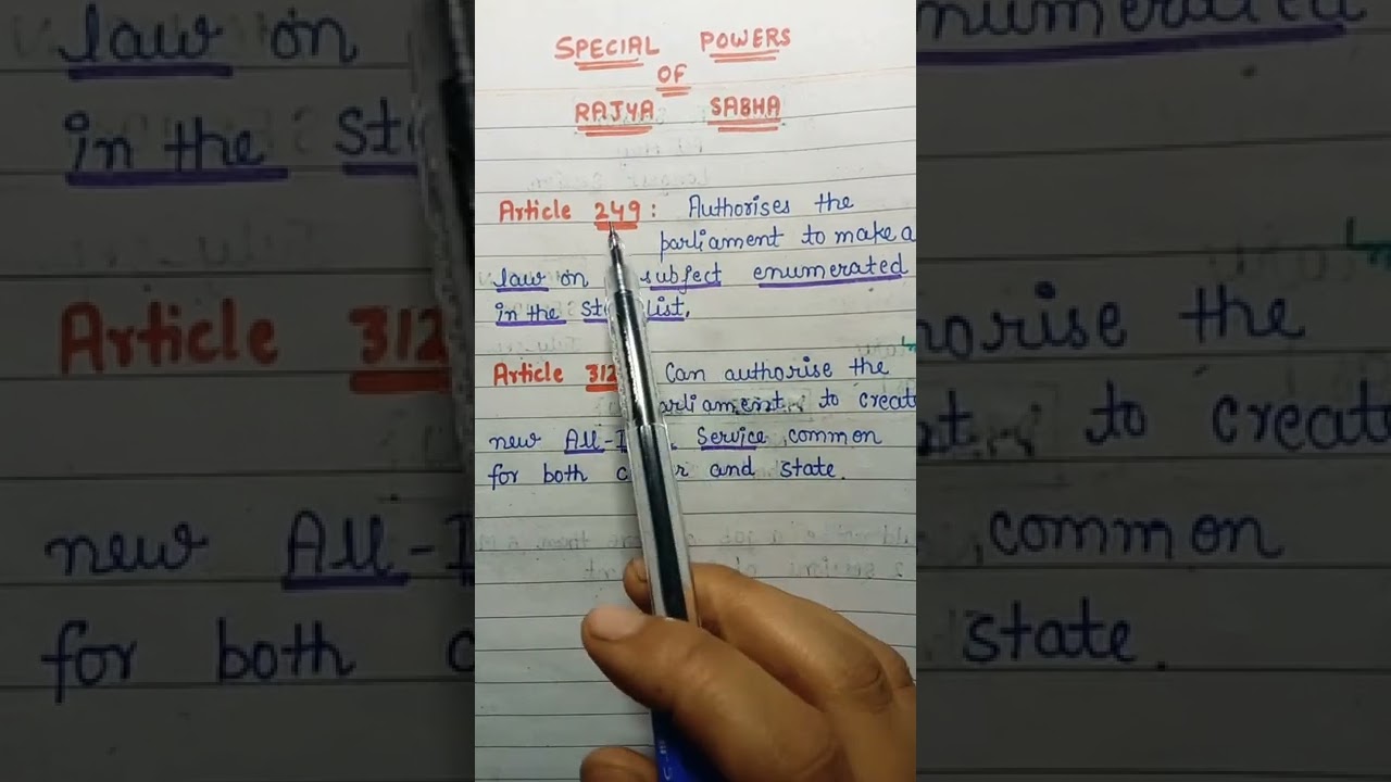 Special Powers of Rajya Sabha || Polity handwritten notes || An aspirant