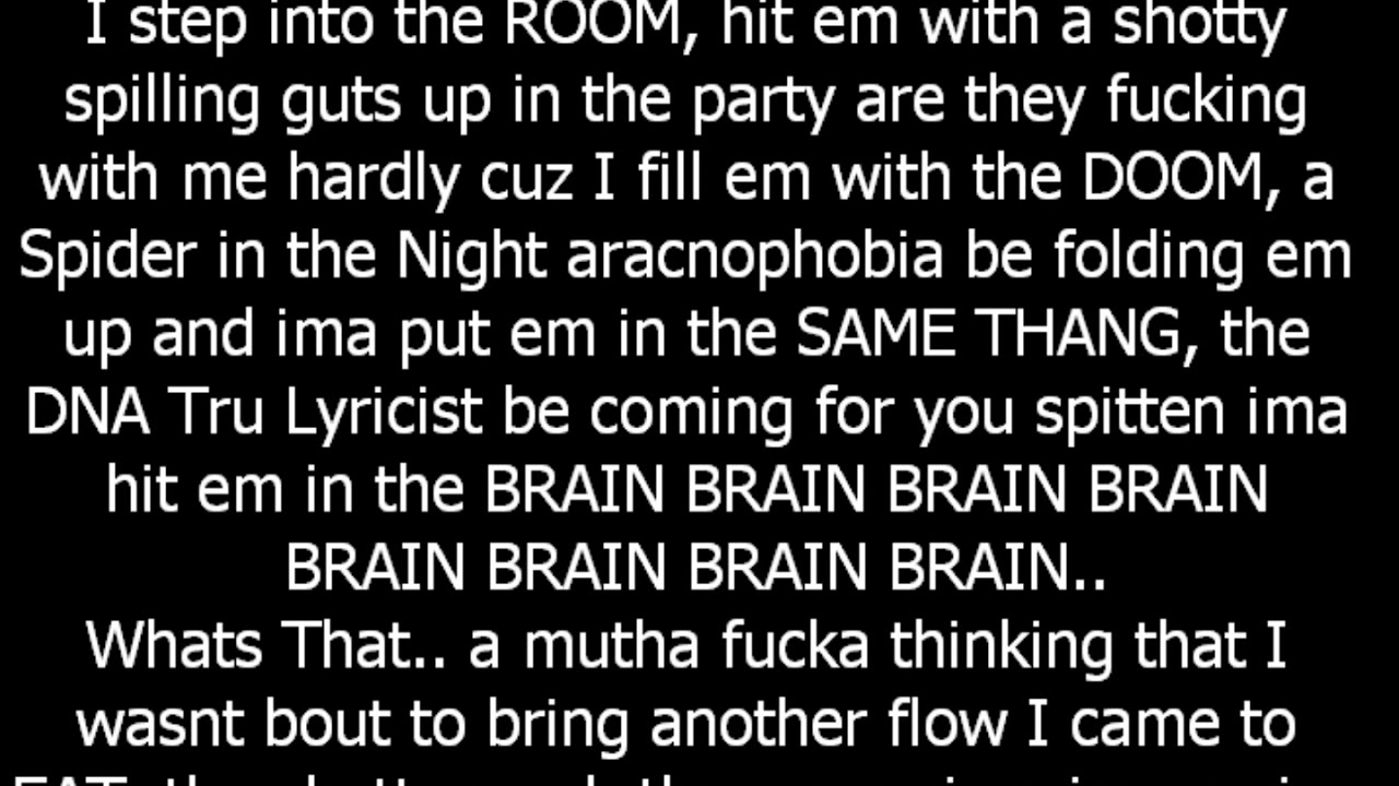 DNA Tru Lyricist - Arachnophobia Lyrics "Spider in the Night Remix" TWISTED INSANE