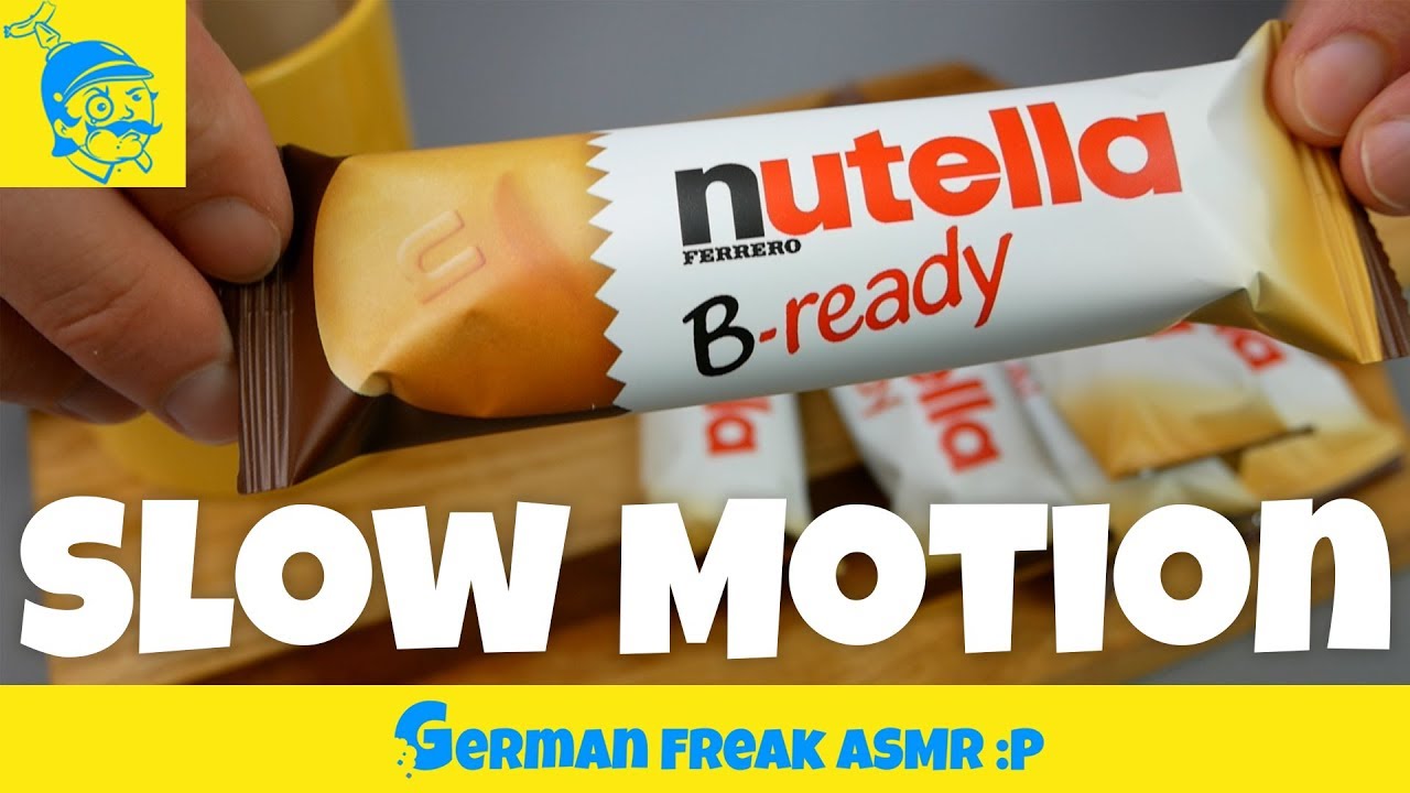 ASMR first slow motion eating: Nutella snack (b-ready)! (no talking)