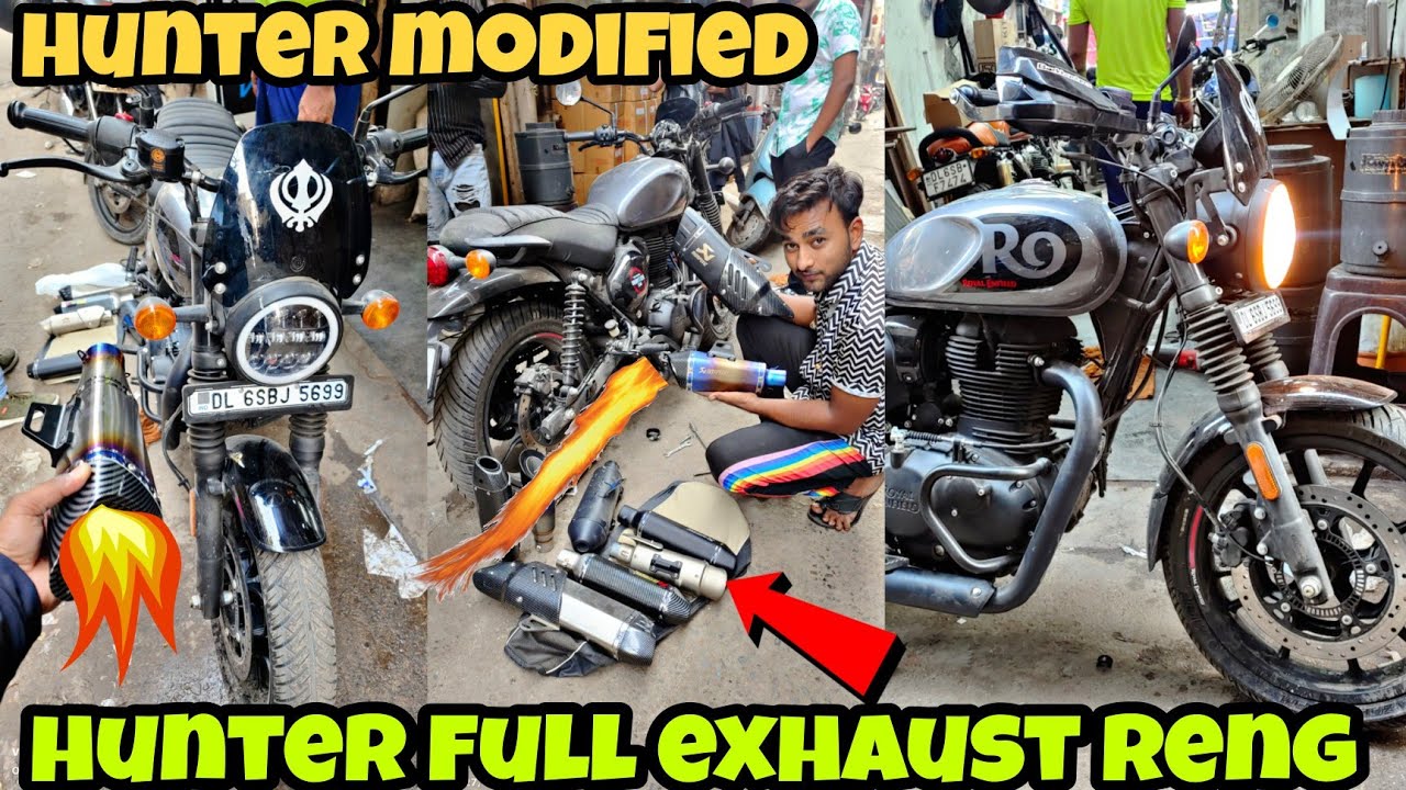 royal enfield hunter 350 modified exhaust | hunter 350 exhaust change | hunter modified