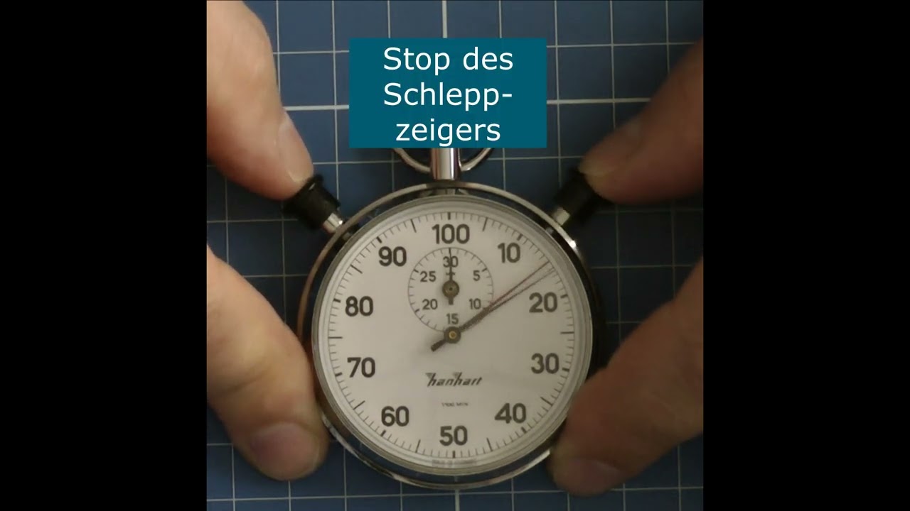 Bedienung einer analogen Stoppuhr (Doppelstopper) - Anzeige in Hundertstel-Minuten (HM)