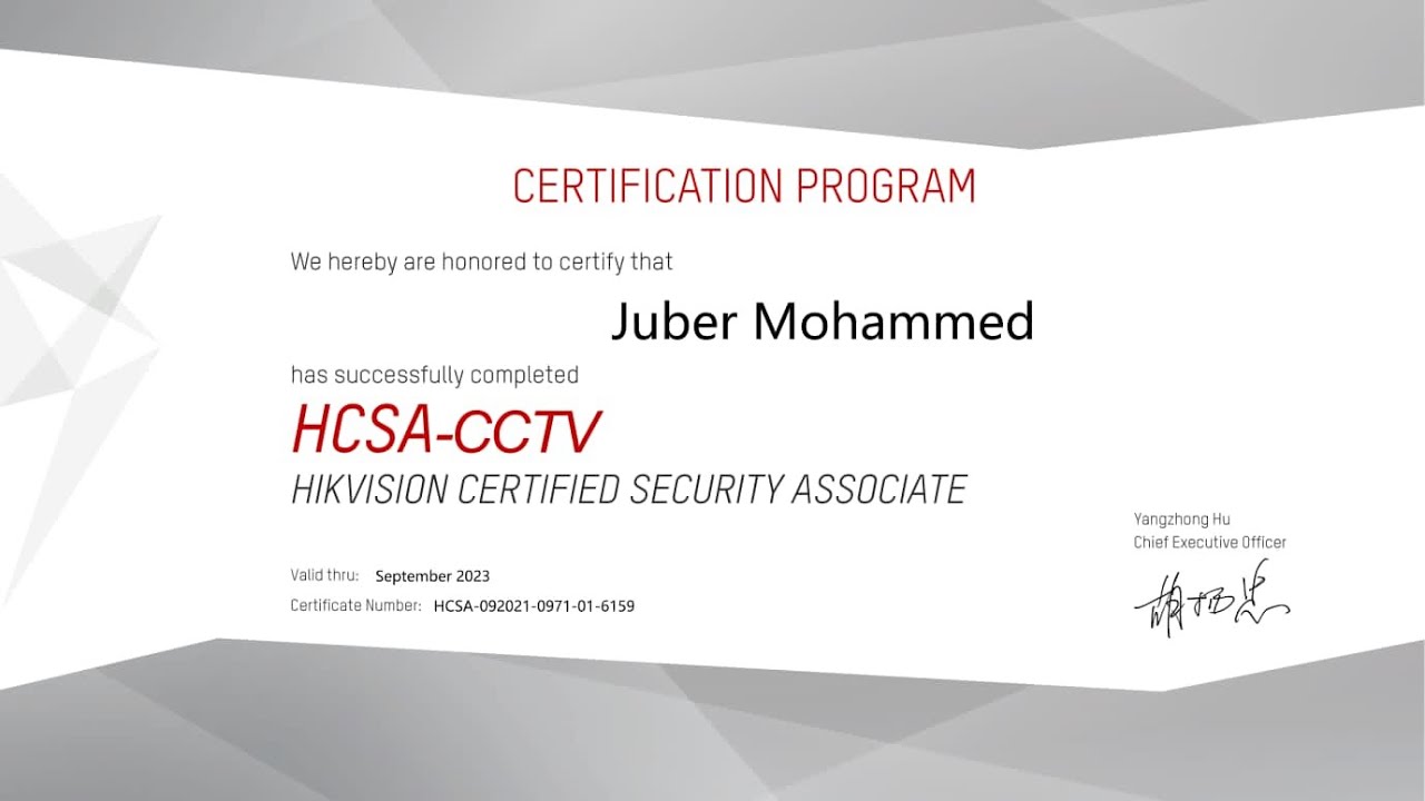 HIKVISION CGSA-CCTV Certification Course Free HCSA/HCSP
