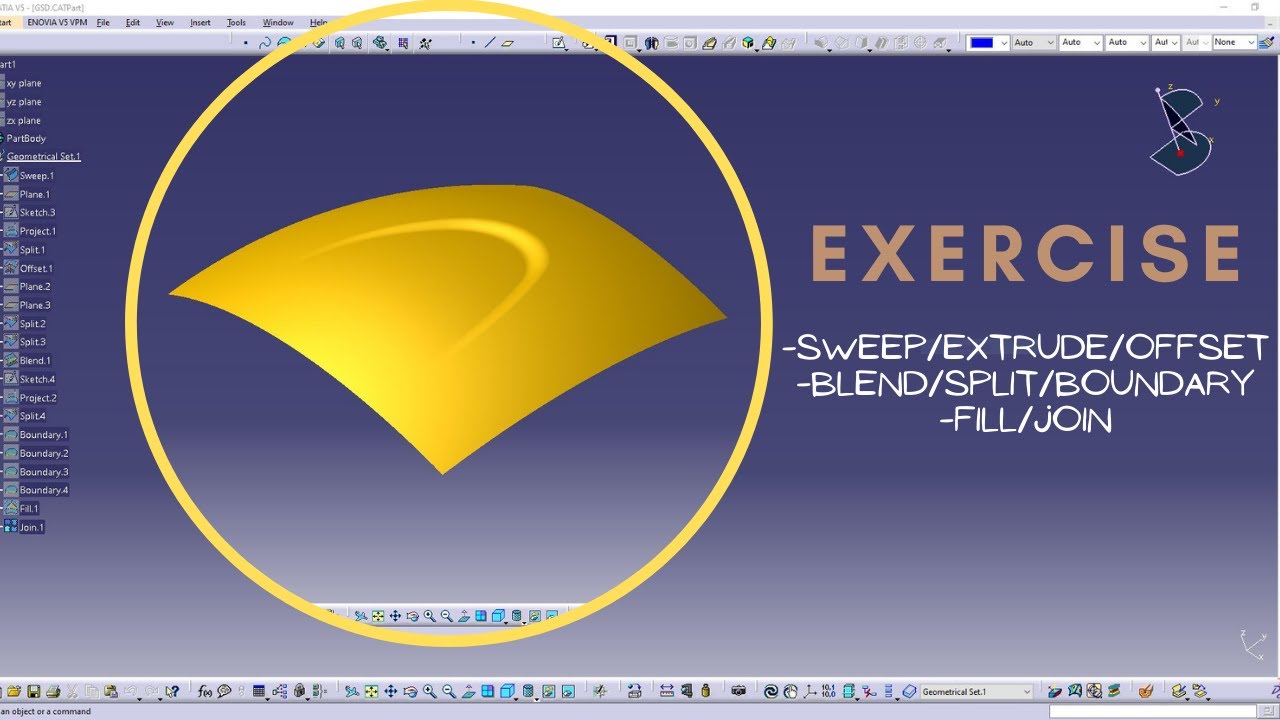 CATIA V5 - GENERATIVE SHAPE DESIGN PRACTICE