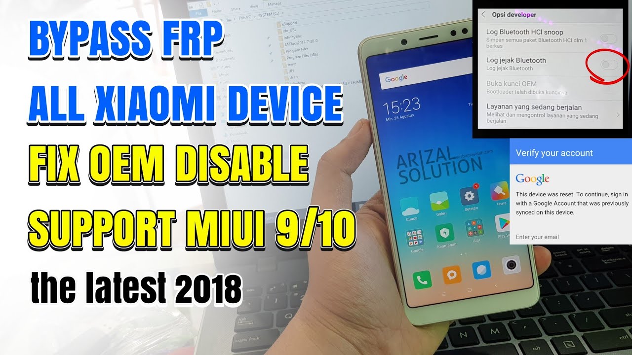 Bypass Frp Lock Google Account Xiaomi Dukung Semua Tipe MIUI 9/MIUI 10 Oreo 8.1 (Fix OEM Disable)