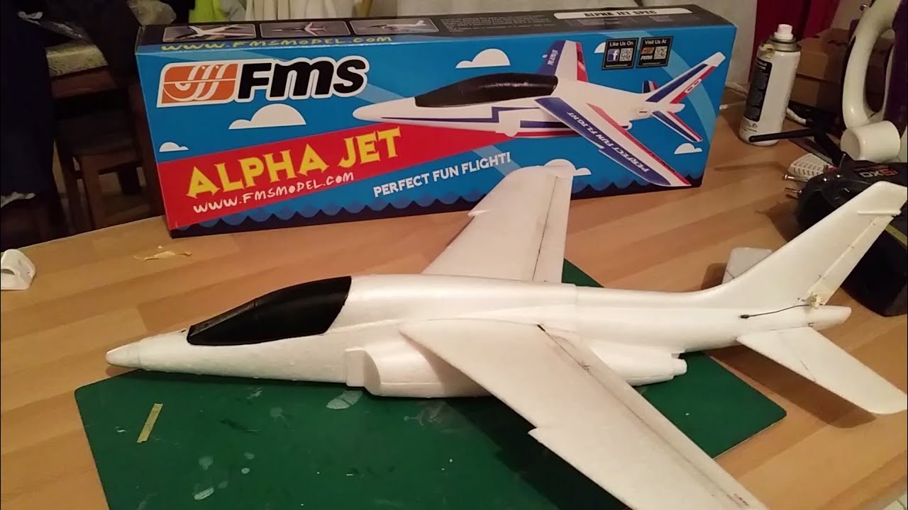 FMS Alpha jet chuck glider AS3X rc conversion