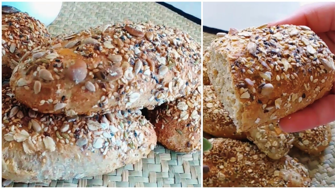 خبيزات الشعير والدقيق الكامل بالزرارع والخميرة الطبيعية / خبيزات صحيين طريين ولذاذ