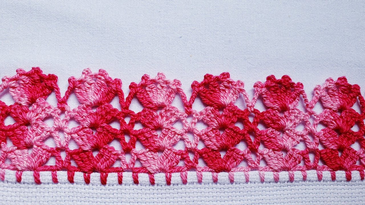 Barrado/bico para pano de prato #croche #crochet #barradinhodecroche 🌸 #635
