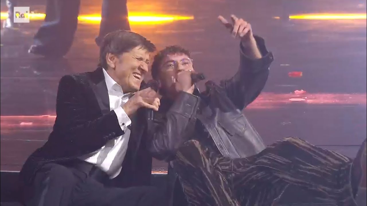 SANREMO 2026 - 13 PIETRO CANTA A SORPRESA COL PADRE GIANNI MORANDI 