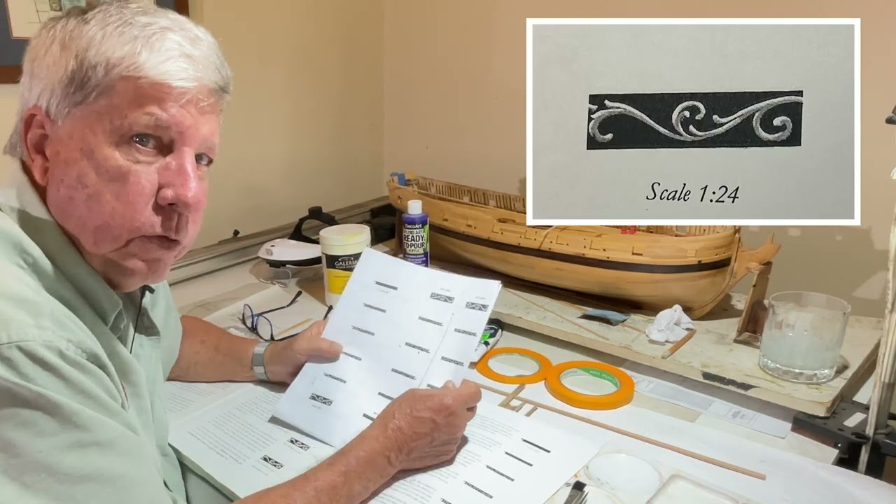 Video 112. MS Thorn. Making the  scrolls, Preparing for the painting of the frieze.
