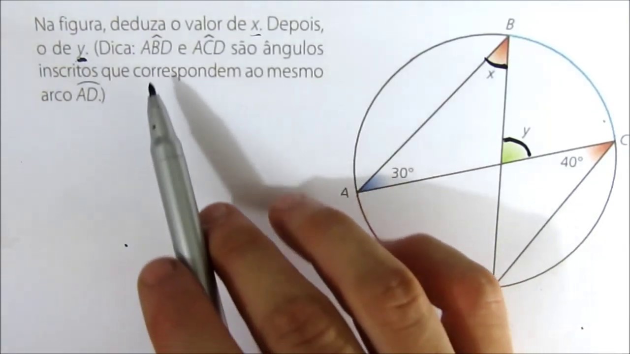 ÂNGULOS NA CIRCUNFERÊNCIA - EXERCÍCIOS | 2 PROBLEMAS. (2 de 3).
