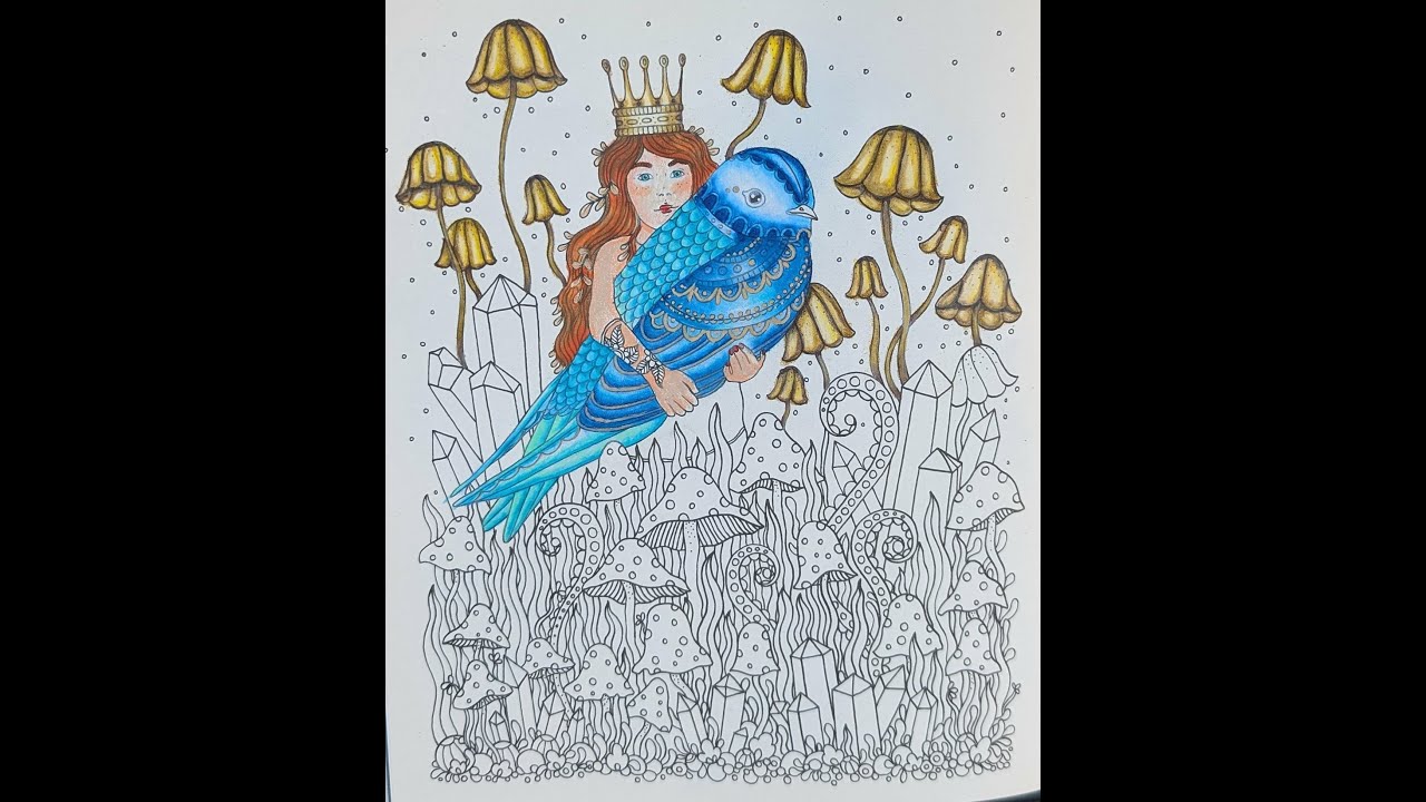 Part 2,  Hanna Karlzon DayDreams Colored with Prismacolor and gold Gelly Roll