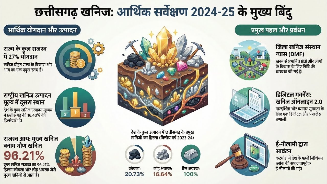 Chhattisgarh Economic Survey 2024-25 | Mining & Minerals Sector Analysis | GSDP, Revenue, DMF, CMDC