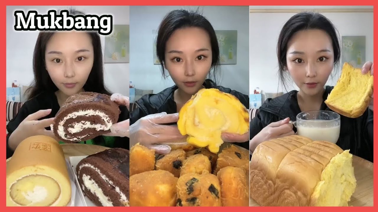 [ASMR] Chinese mukbang asmr #285 #makanan  #dessert #noodles 케이크 cake ice-cream 크림빵 먹방 #eatingshow