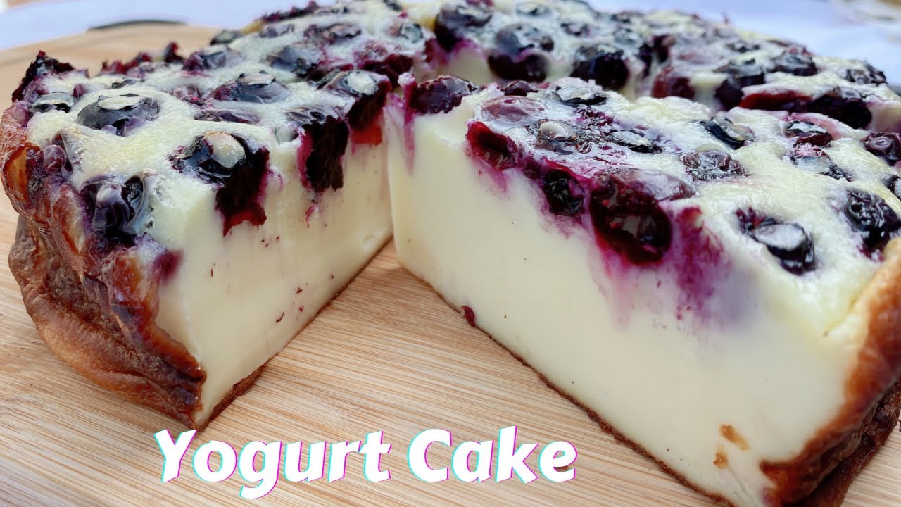 BLUEBERRY YOGURT CAKE : YOU JUST NEED ( PLAIN ) YOGURT BLUEBERRIES and CONDENSED MILK
