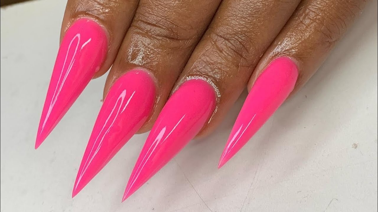 Work with me - Plain Medium long Stiletto nails