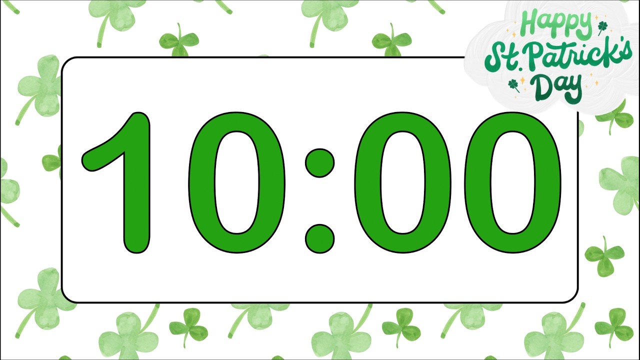 10 Minute Chill Saint Patrick’s Day Countdown Timer (Fun Bells Alarm at End, No Music)