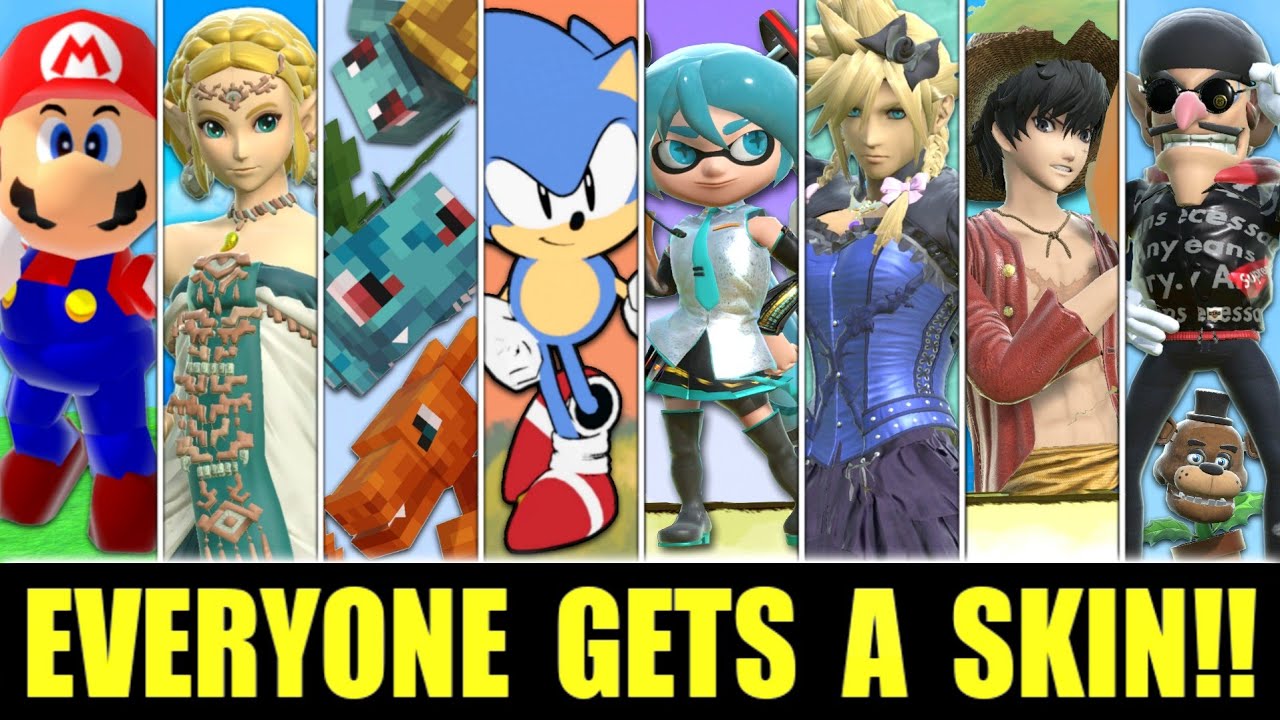 All 90 Characters With CUSTOM SKINS in SUPER SMASH BROS. ULTIMATE!