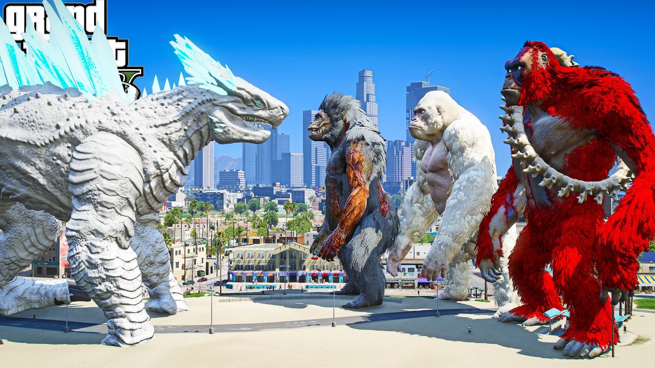 Titanus Shimo vs Team Scarking, George Rampage, Zombie Gorilla - The New Empire ( GTA V Mods )