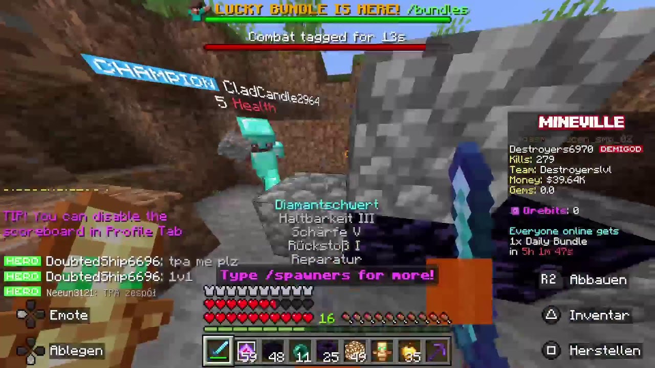 Minevill livesteal 1vs1