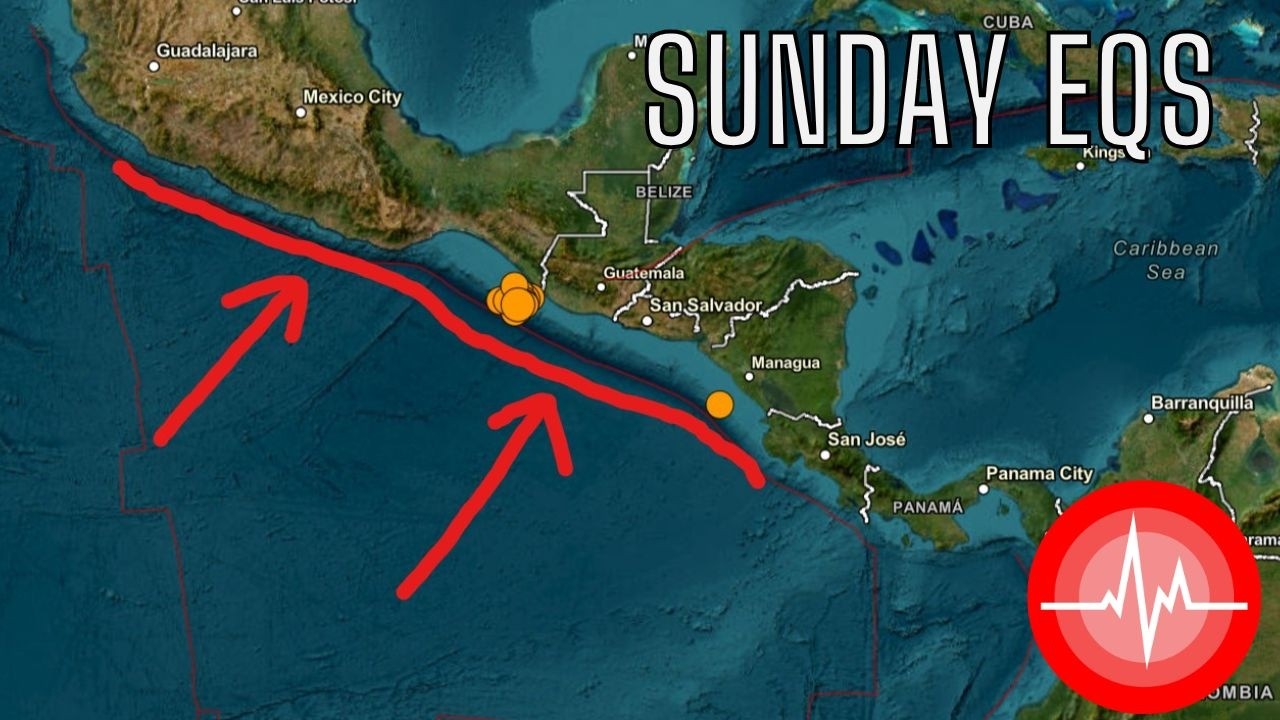 Aftershocks from 7.3 Earthquake picking up today along the Middle America Trench. Sunday activity.