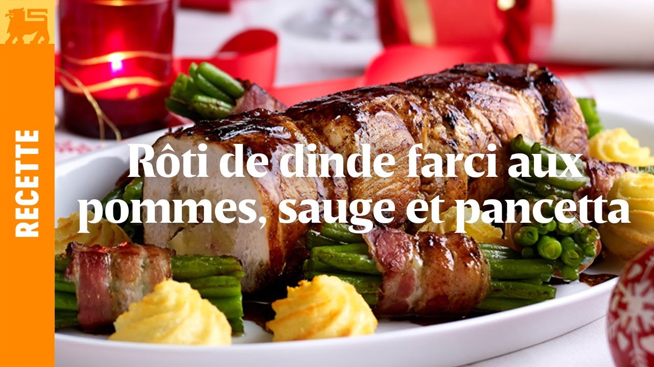 Rôti de dinde farci aux pommes, sauge et pancetta
