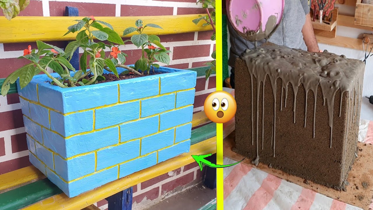 صنع أصيص للنباتات من الإسمنت how to make a pot for plants