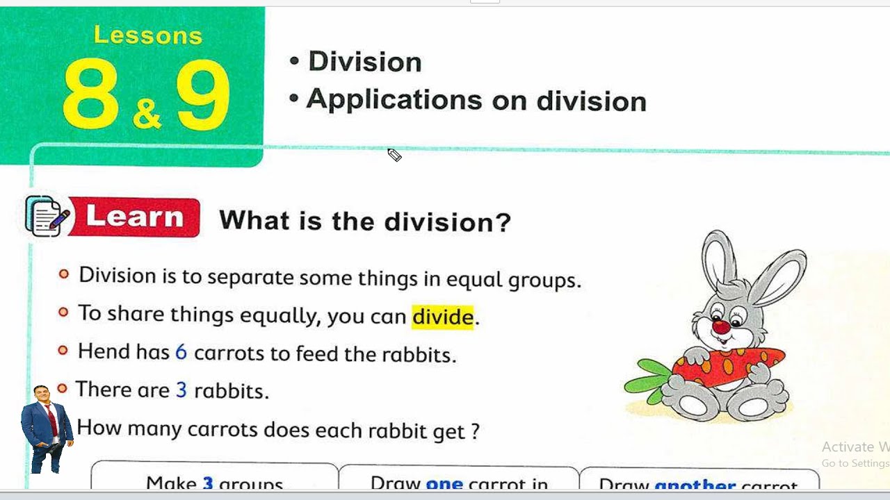 ماث 3 ابتدائي لغات درس8-9شابتر 3 (division - application on division  ) exercise16 كتاب المعاصر