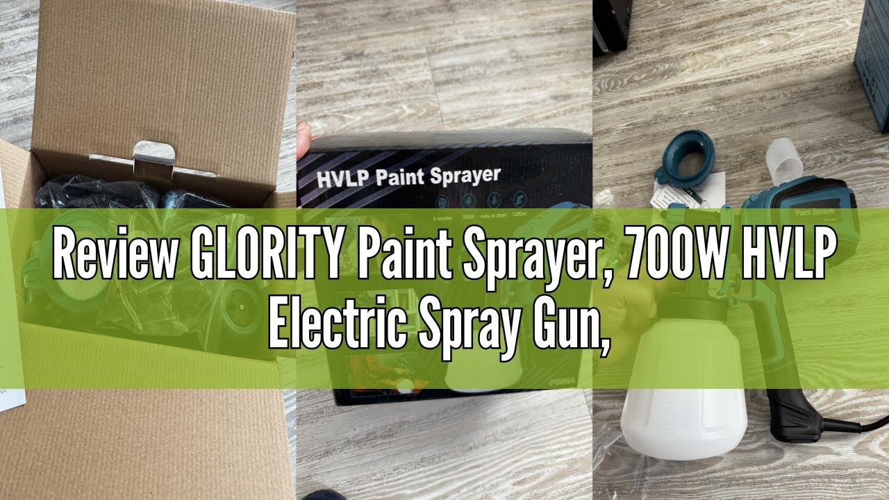 Review GLORITY Paint Sprayer, 700W HVLP Electric Spray Gun, 1200ML Container, 1000 Ml/Min with Clean