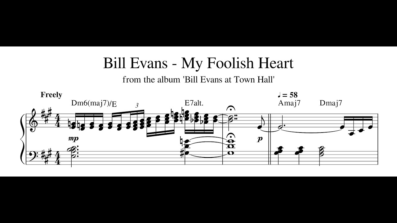Bill Evans - My Foolish Heart - Piano Transcription (Sheet Music in Description)