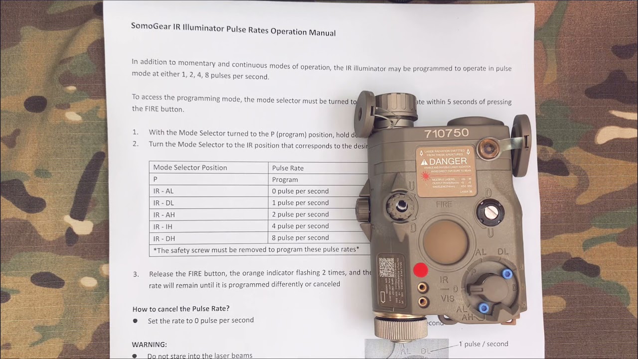 How to program SomoGear PEQ-15 IR Illuminator Pulse Rates?