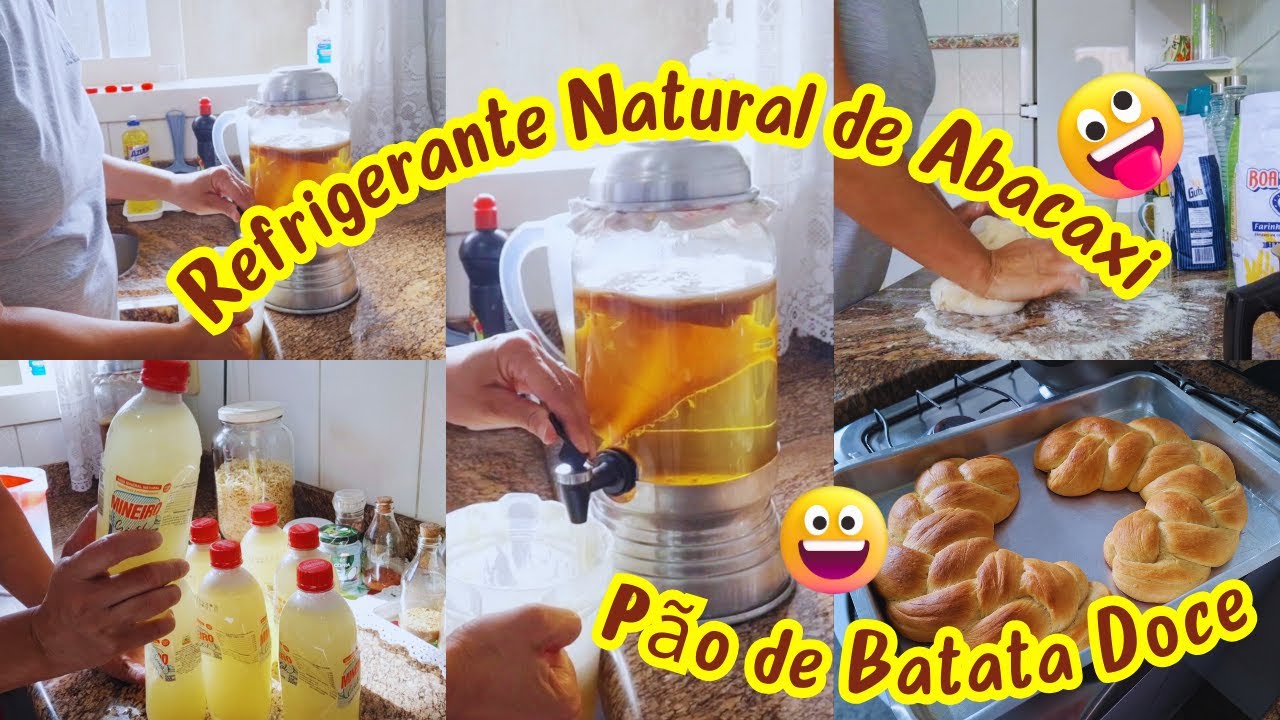 COMO EU FAÇO REFRIGERANTE NATURAL + PÃO DE BATATA DOCE #natural