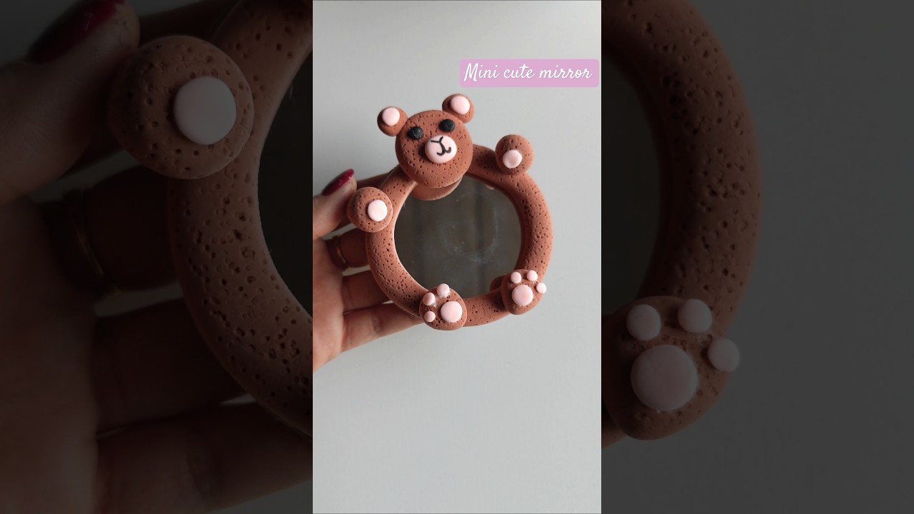 DIY CUTE Mini BEAR 🐻 MIRROR Using SUPER DRY CLAY! #miniaturecrafts #miniature