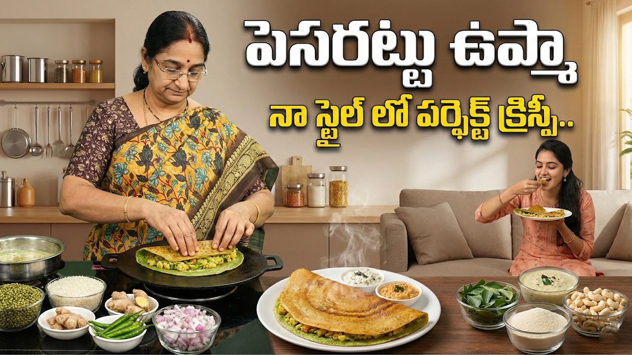 Healthy & Tasty Pesarattu Upma Recipe | Andhra Style Breakfast by Ramaa Raavi