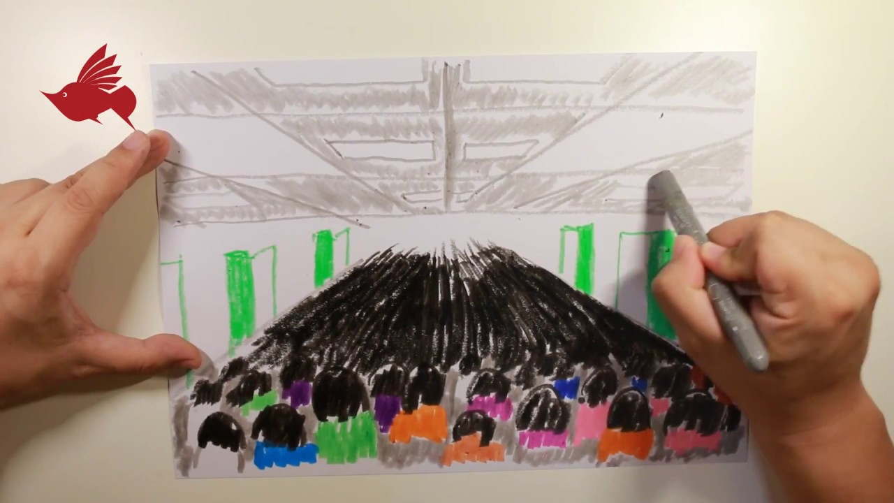 How to Paint the subway station of Beijing with Oil Pastel color | step by step