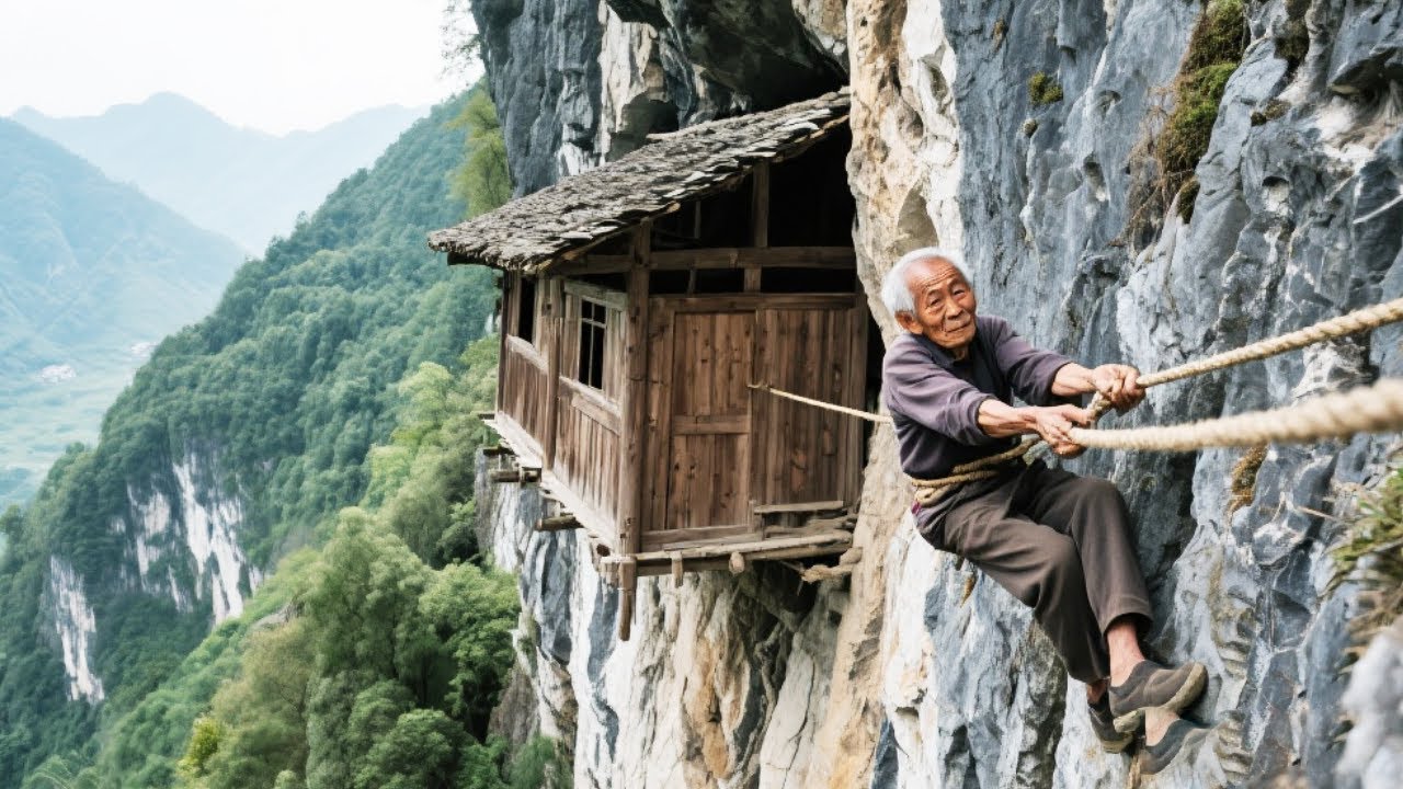 贵州大山发现一栋木屋，竟然镶嵌在崖壁之间，古人真的是太厉害了【乡村阿泰】