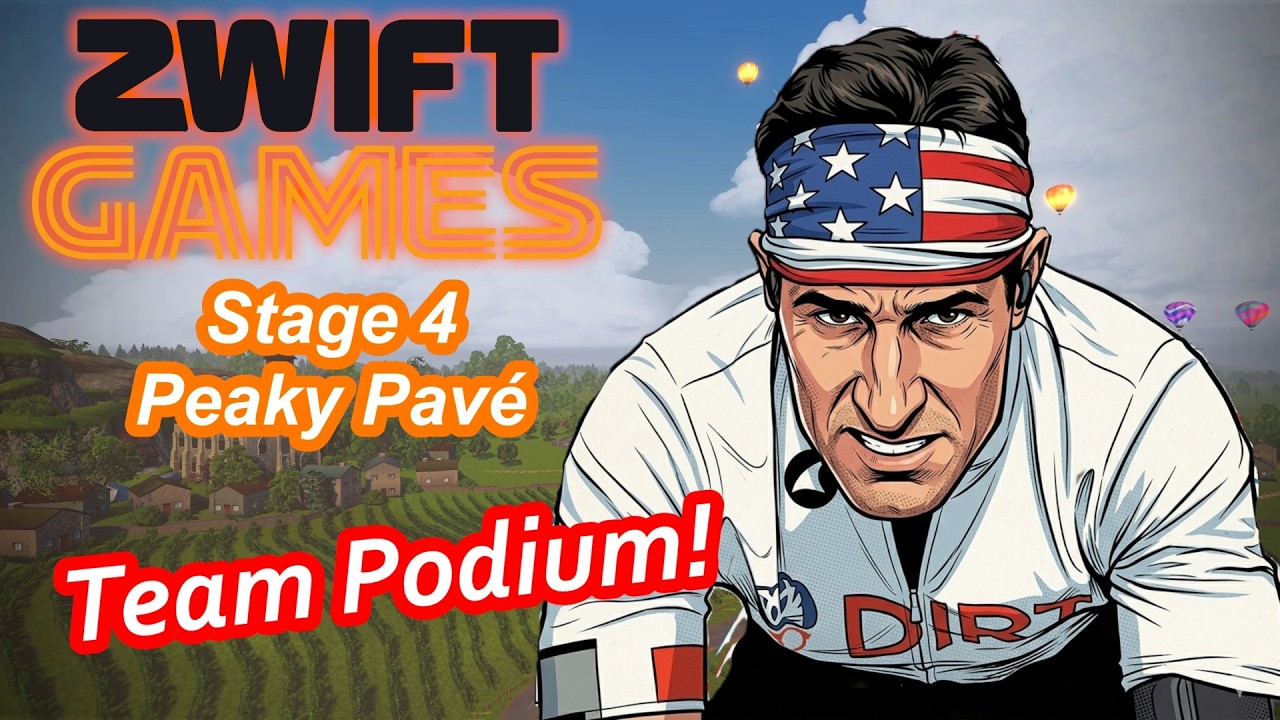 Zwift Games Racing STAGE 4 Peaky Pave 570-725 with team mates. Try #2
