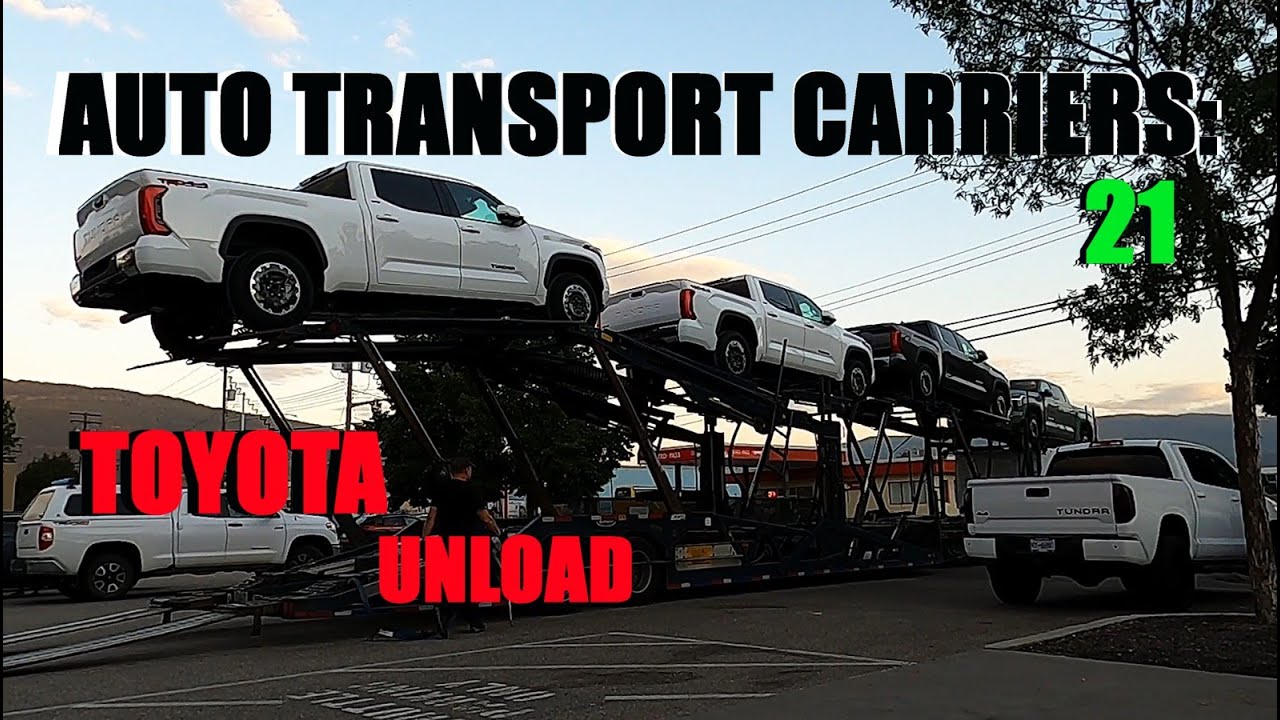 UNLOADING 2024 TOYOTA VEHICLES AT DUSK / CAR CARRIER SPOTTING / AUTO TRANSPORT CARRIERS #21