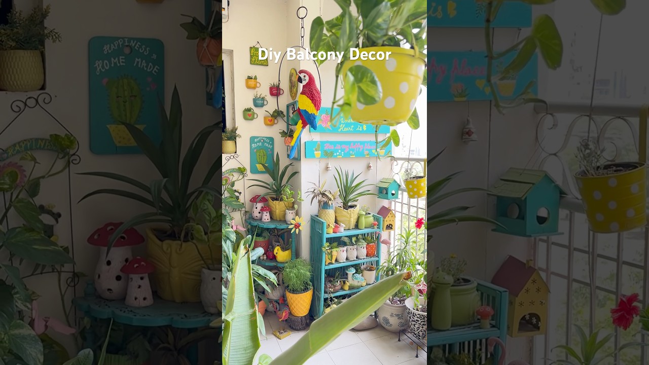 Budget friendly balcony decor using acrylic paints #balconydecor #diydecor #balconygarden #plants