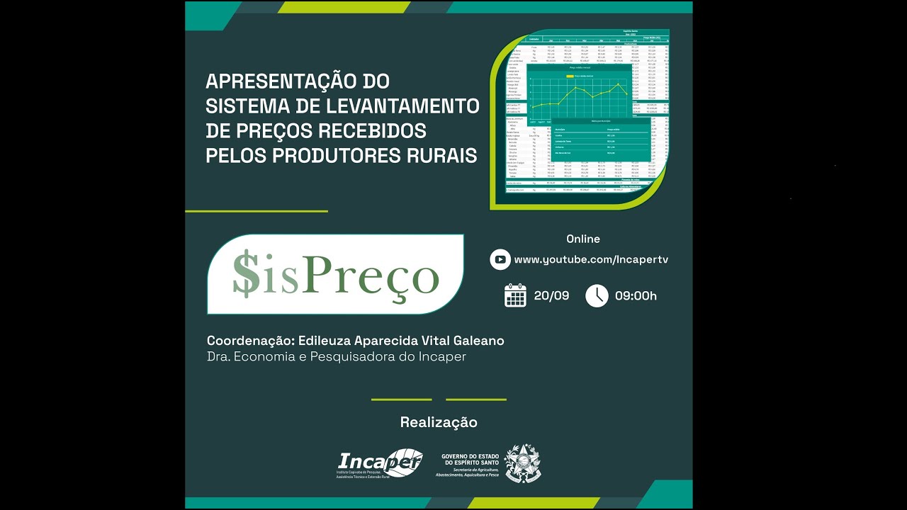 Apresentação do Sistema de Levantamento de Preços Recebidos pelos Produtores Rurais do ES (SisPreço)