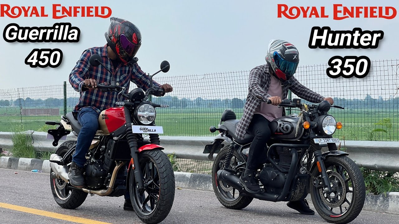 Royal Enfield Guerrilla 450 bs7 vs Hunter 350 || Drag race comparison 🔥🥵 || very hot content ||
