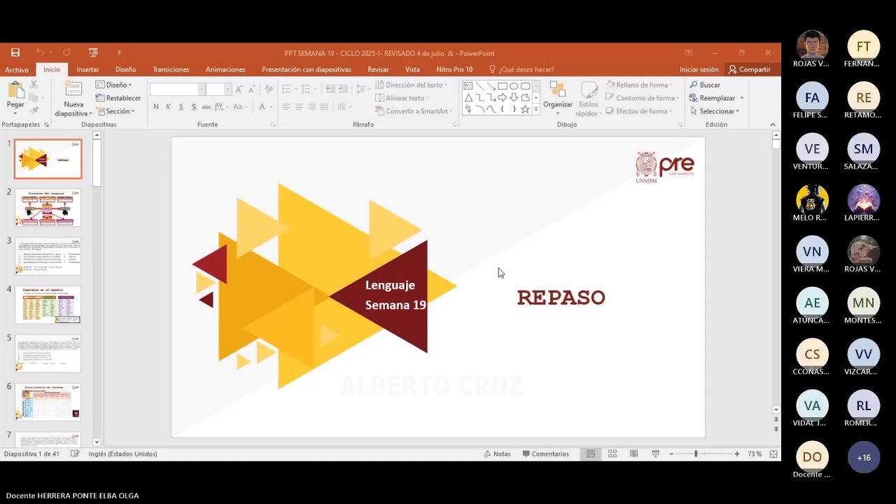 Lenguaje - Semana 19 Repaso - Pre San Marcos Ciclo 2025-I (Nuevo Ciclo)