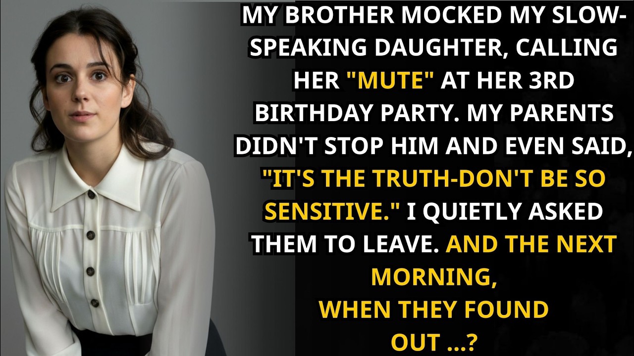 My brother mocked my 3 year old daughter, called her mute at party  Parents laughed, said truth  So