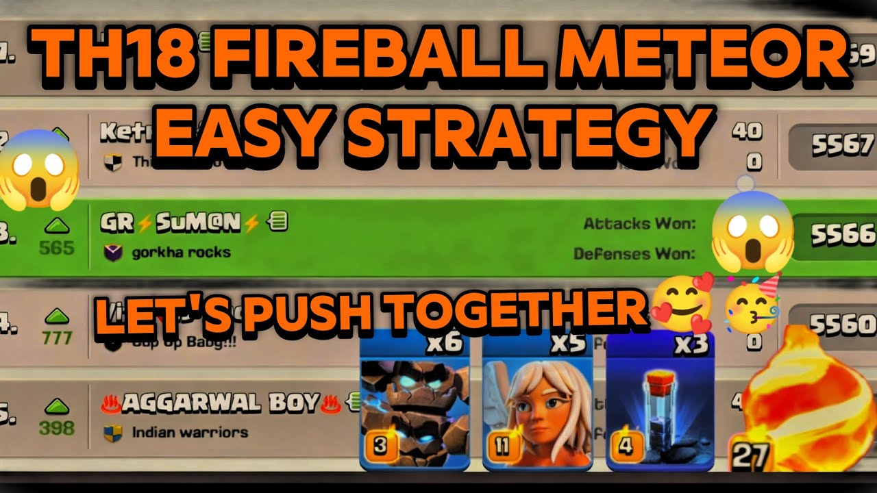 TH18 Legend Push – Fireball Meteor Golem with Army Link December Day 5🔥🚀
