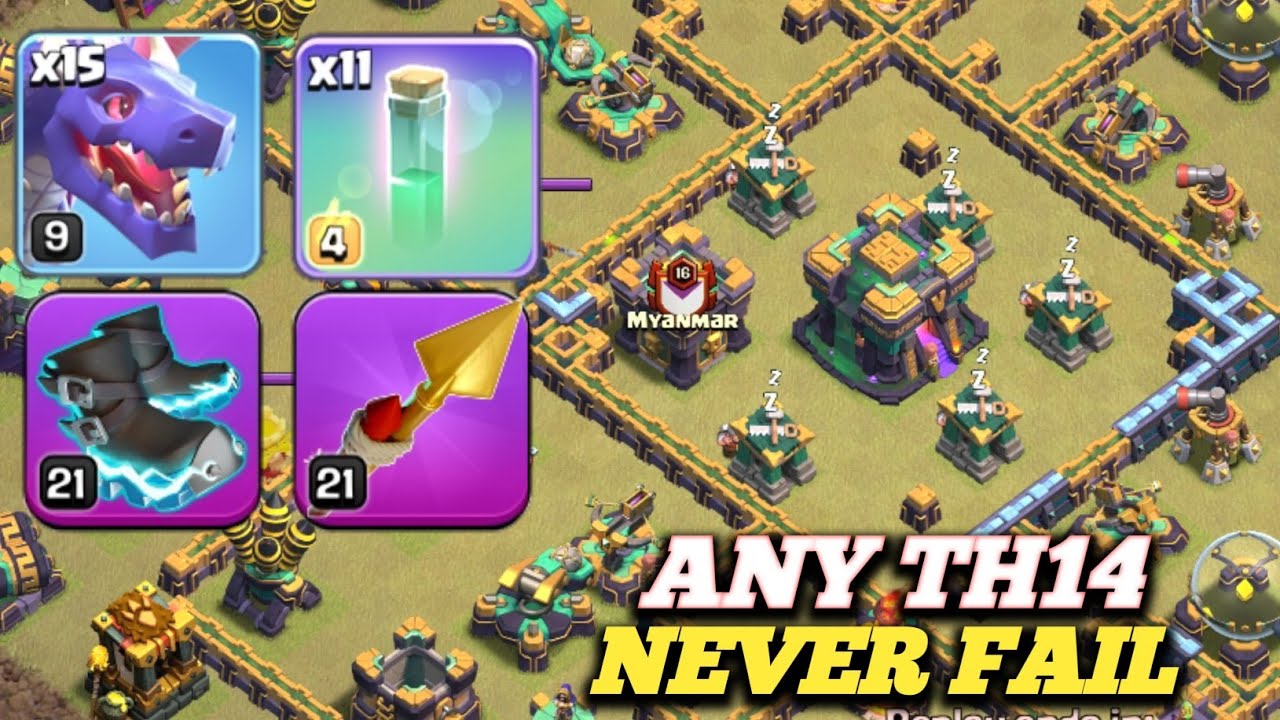 Th14 Dragon attack with Electro boots/th14 best attack/clash of clans