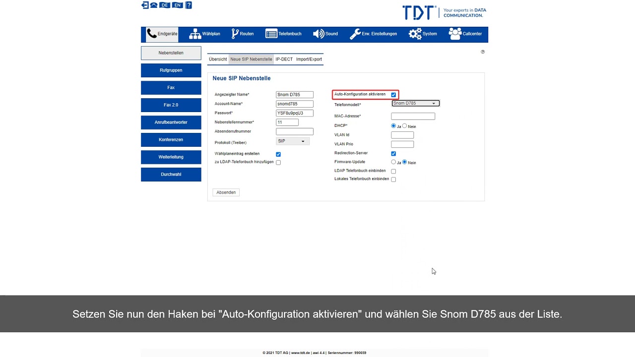 TDT-Howto: Snom D785 Autoprovisionierung